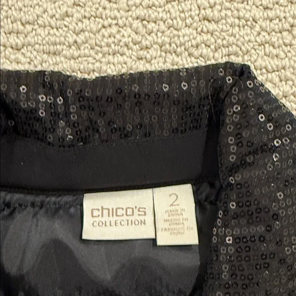 Chicos Collection Sequin Black Quilted Vest Size 2 (12/14-L) - Picture 2 of 3
